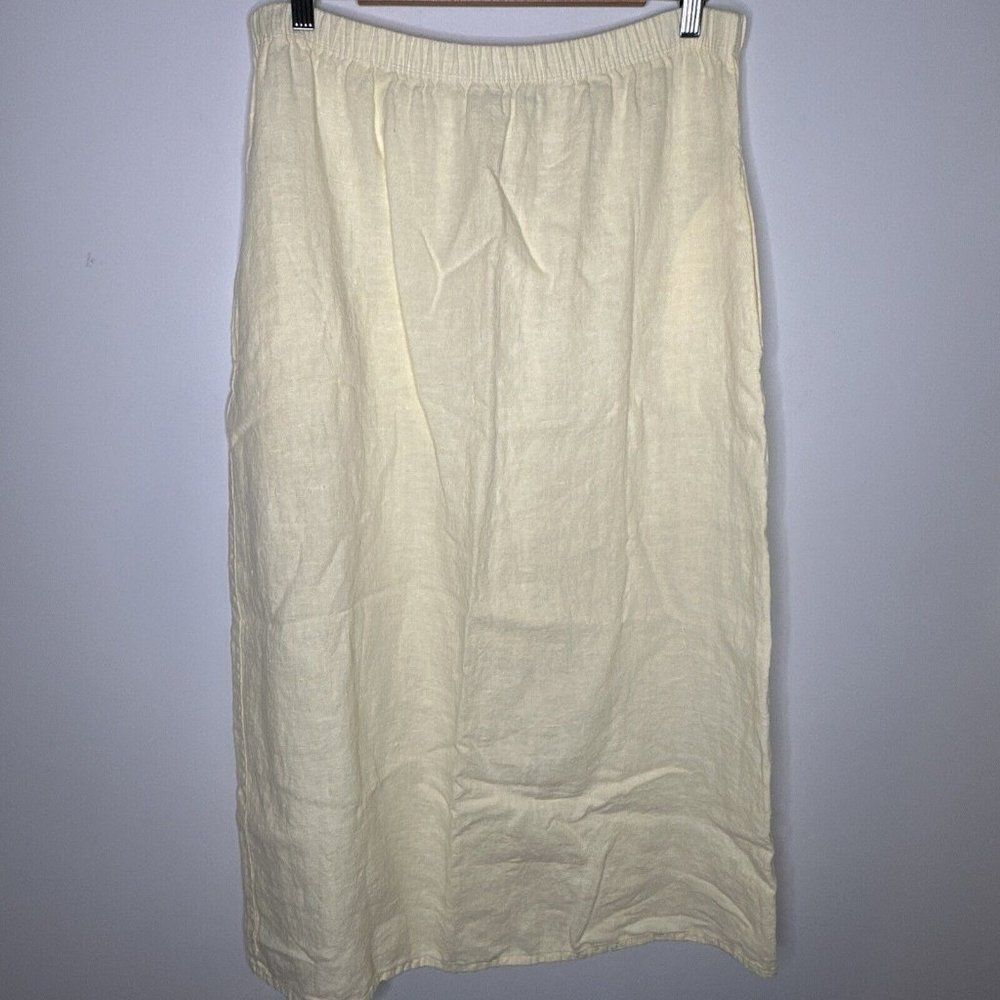 Vintage Maxi Linen Skirt Pockets Beach Women’s M Minimalist Boho 32-36” Waist